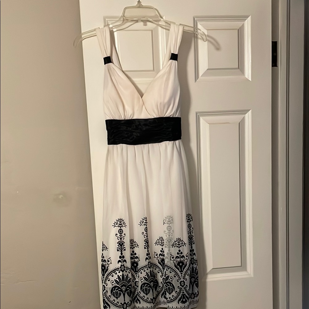 Elegant White and Black Dress